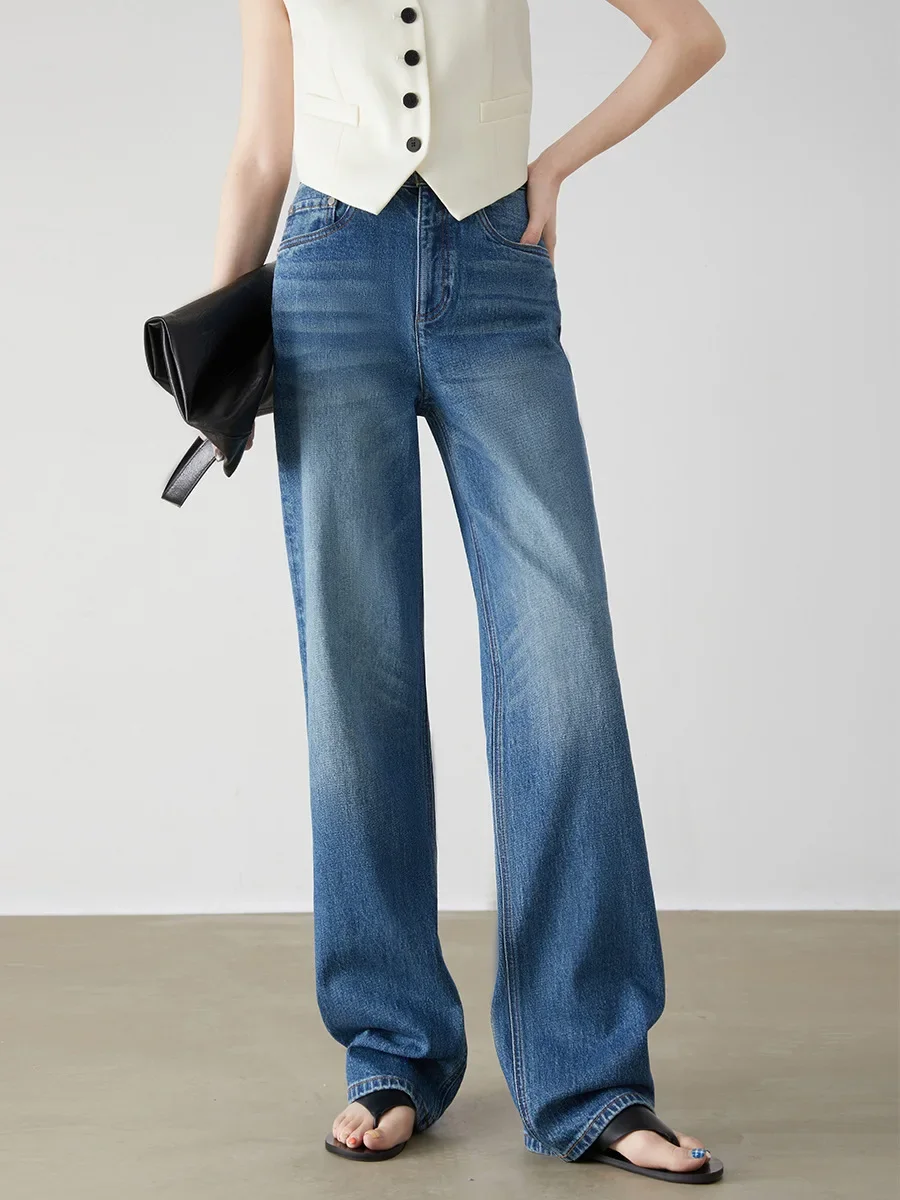 Street Fashion New Spring Trend Women Wash Loose Comfortable Simple Denim High Waist Straight Leg Wide Leg Pants Women's Jeans