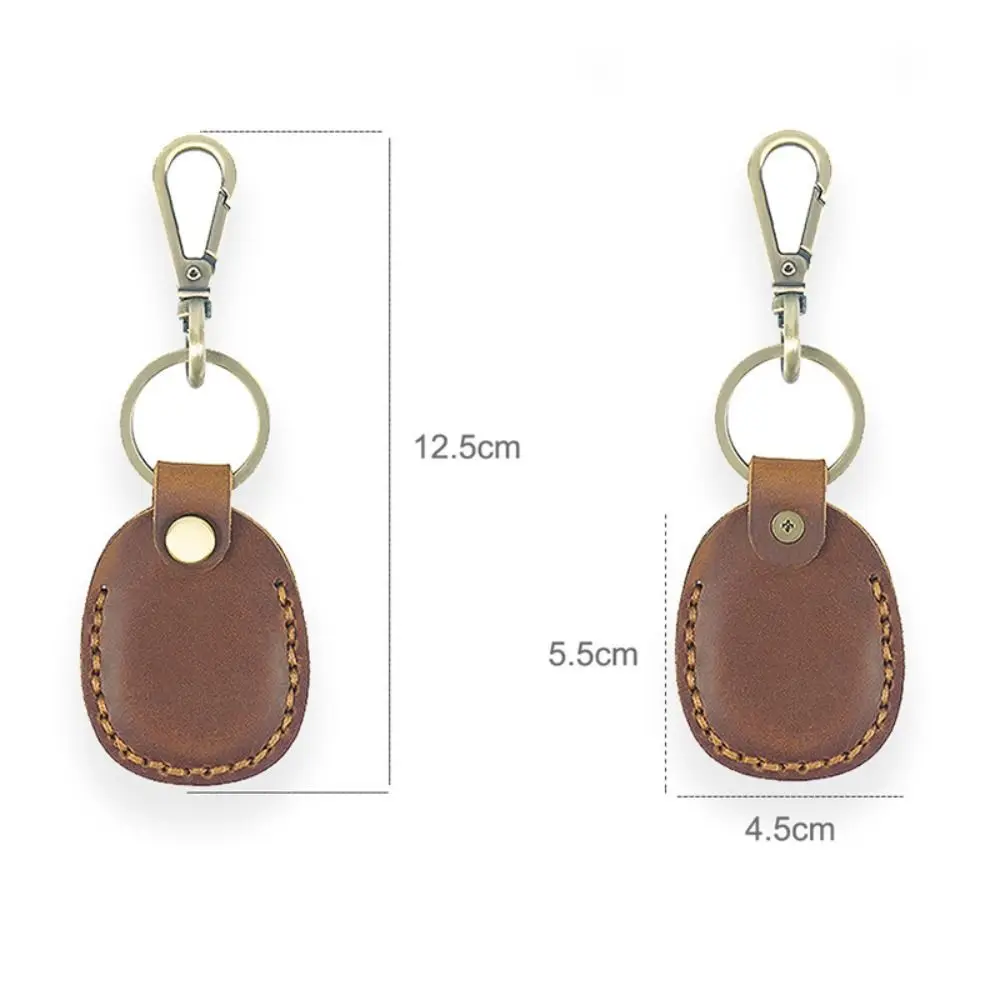 Portatarjetas de acceso de cuero Vintage, llavero redondo con forma de gota de agua, funda protectora, llavero de moda, bolsa para tarjetas