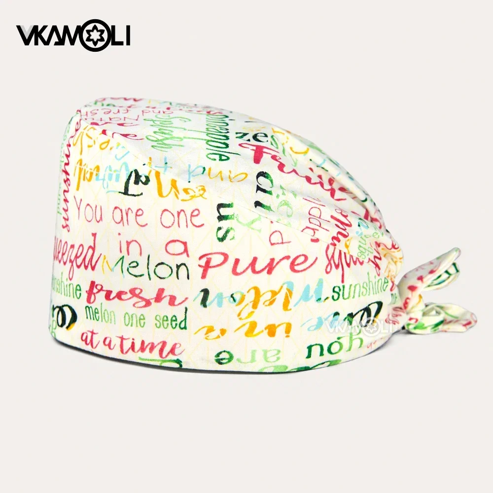 Gorro de enfermera con estampado de dibujos animados para mujer, gorro de trabajo para médico, laboratorio, sala de operaciones, cirugía, enfermería