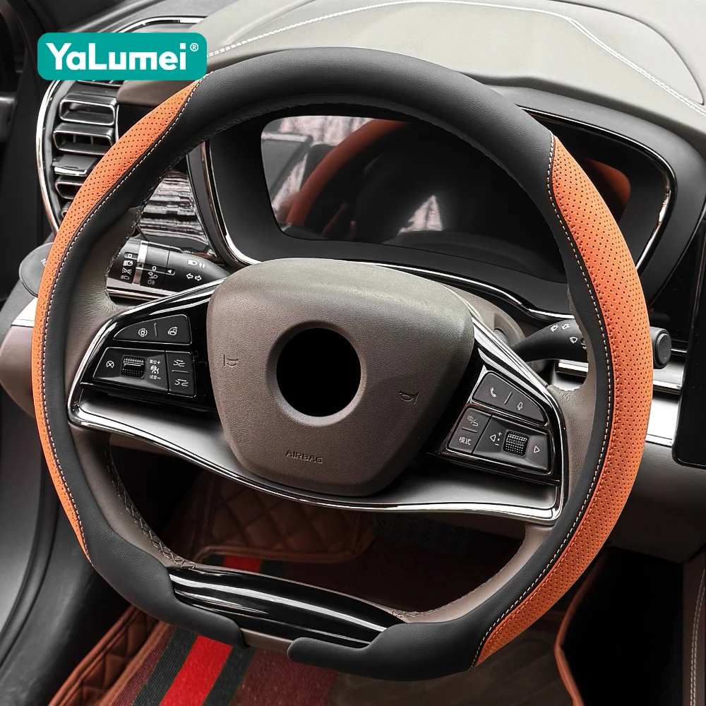 

Nappa Perforated Breathable Non Slip Car Steering Wheel Cover For SERES 5 6 7 8 9 AITO M5 M6 M7 M8 M9 2022 2023 2024 2025 2026