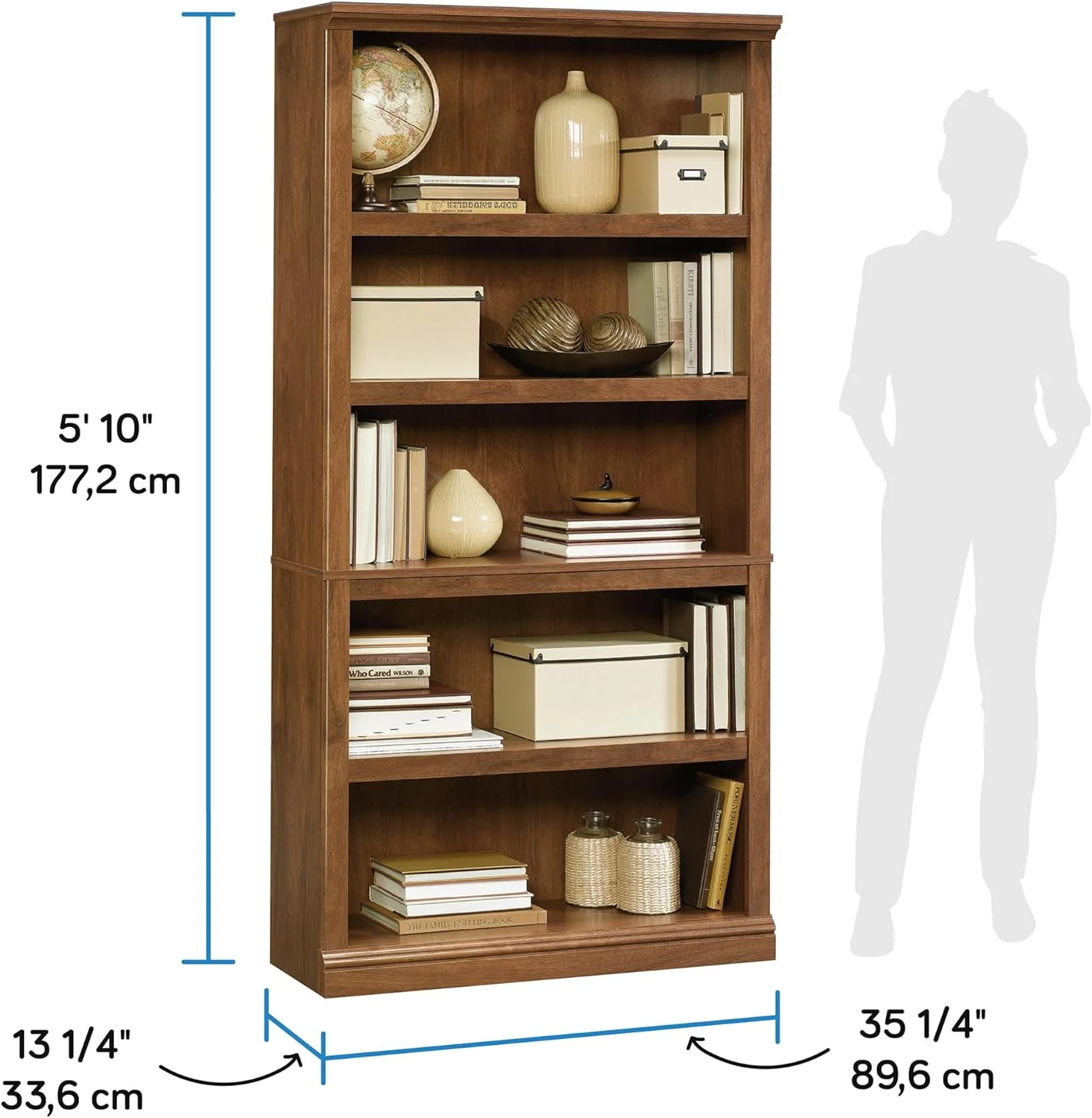 Sauder Miscellaneous Storage 5 Bookcase/Book Shelf, L: 35.28