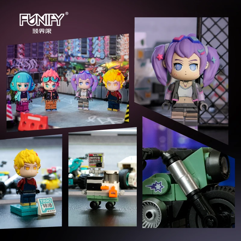4 Styles Cyberpunk Rider Mini Figure & Motorcycle Building Blocks | Collectible Anime Brick Toys for Kids & Adults view 3