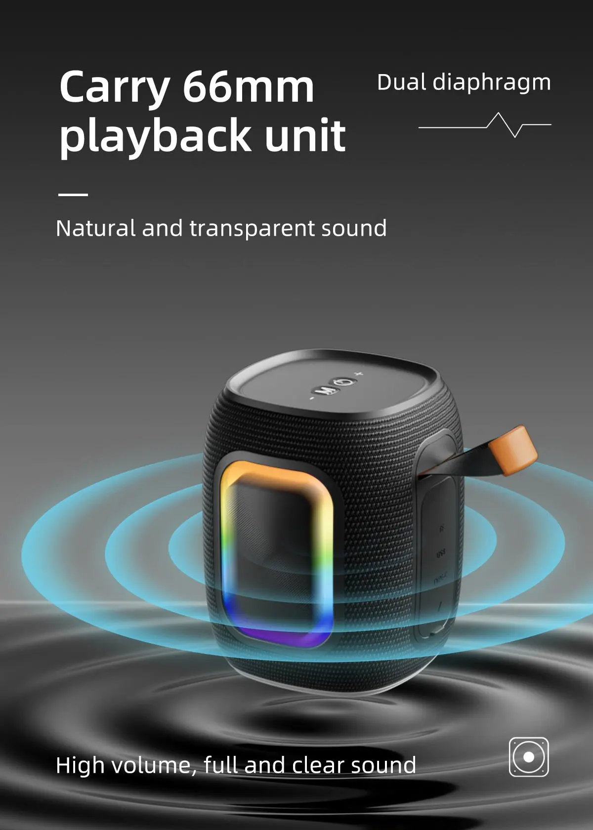 SODLK-T26 بلوتوث صغير المتكلم ، العمود اللاسلكي المحمولة ، IPX7 مقاوم للماء ، HIFI ، جودة الصوت ضياع ، مضخم صوت ستيريو ، في الهواء الطلق