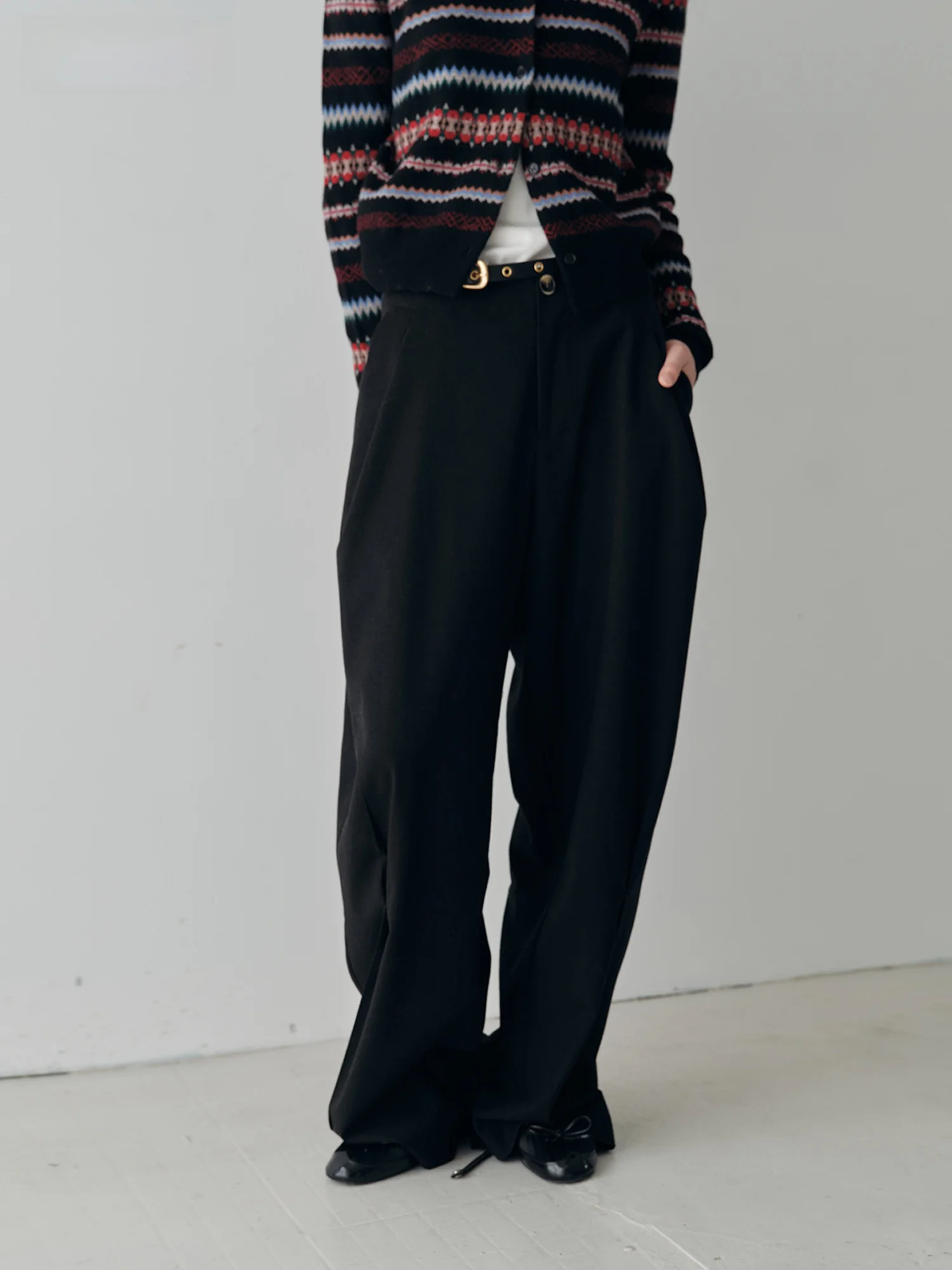 

Шерстяные повседневные брюки с высокой талией и прямым кроем, не мнущиеся, для женщин, для работы и повседневной носки, зимняя коллекция