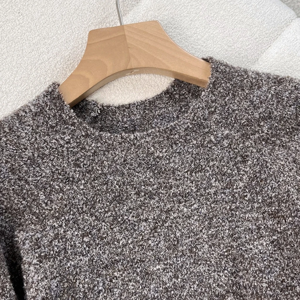 

Women's round Neck Knitted Sweater Casual Winter Pullover European American Style New Lazy Wind Neutral Design