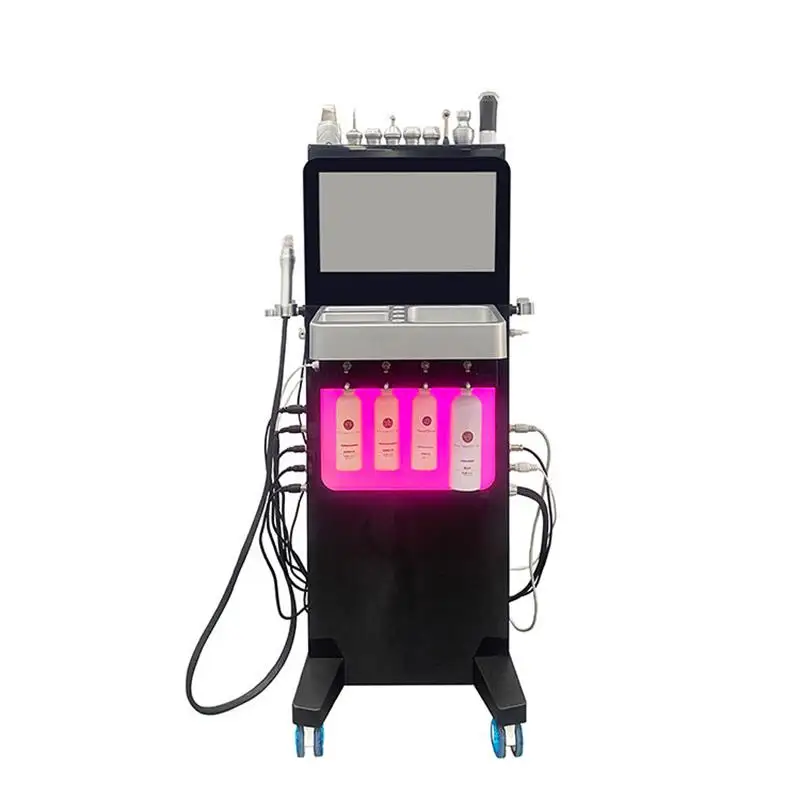 Macchina multifunzionale per la cura della pelle con ossigeno in piedi 12in1 per la pulizia del viso, il ringiovanimento, la rimozione dei punti neri e il sollevamento del viso