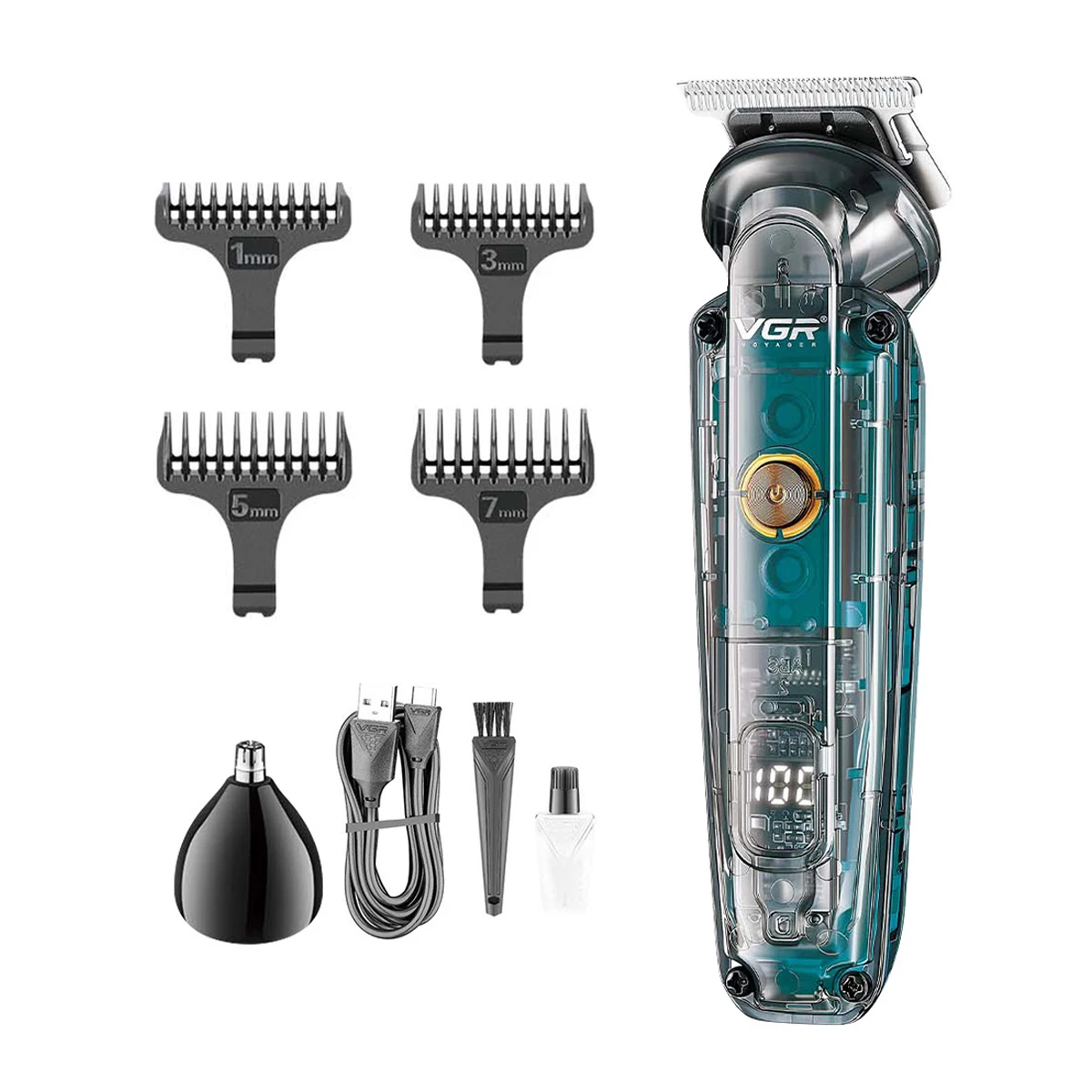 VGR الشعر المتقلب آلة قطع الشعر اللاسلكي المهنية مقص الشعر الحلاقة الكهربائية الحلاق 7000 دورة في الدقيقة LED أداة تهذيب اللحية V-949