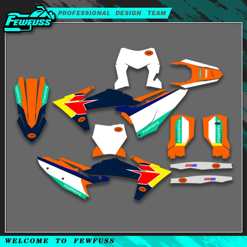 

Fewfuss For KTM 125 250 300 350 450 500 SX SXF 23-25 EXC EXCF XCW XCF 2024-2026 Graphics Decals Stickers Kit Number Name Custom