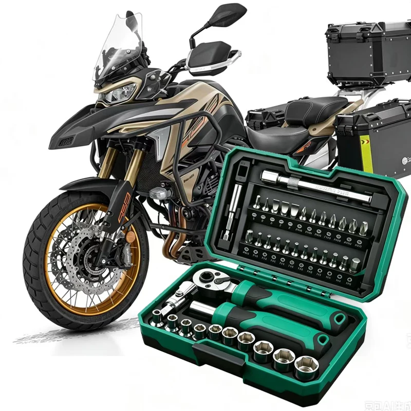 

40PCS Portable Universal Motorcycle Repair Tool Kit Socket Wrench Set For Benelli 752S TRK 702 502 552X 702X 302 Trk502x TNT 600