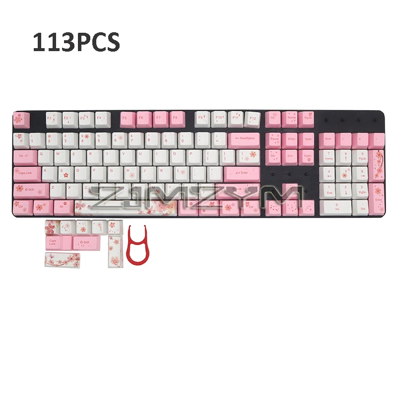 

Keycaps 113 Key Pink White Keycap 61/87/104/108 Keycaps For Mechanical Keyboard