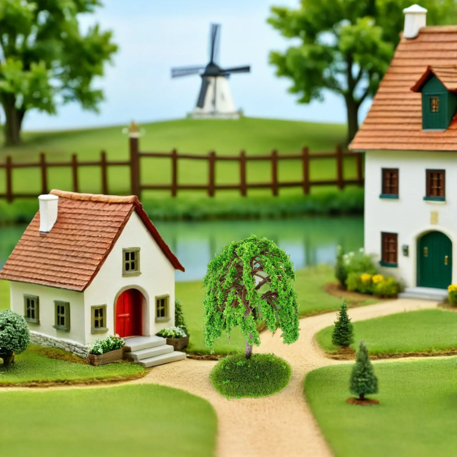 3Pcs Miniature Willow Trees Fake Landscape Greenery for Architectural Scenery Train Diorama Railway Layout Craft Hobby Plant