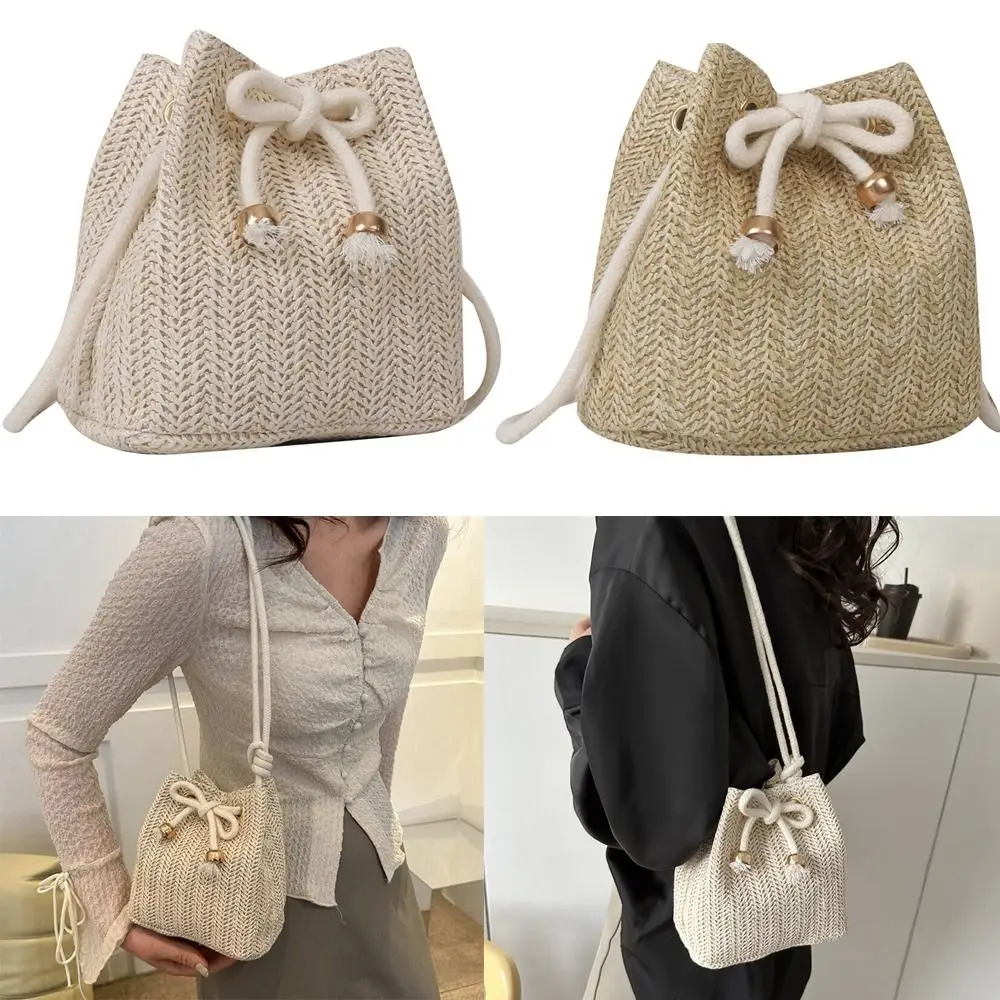 جديد أزياء السيدات حقيبة يد المنسوجة القش سعة كبيرة حقيبة كتف مريحة عبر الجسم حقيبة ساعي النساء الفتيات