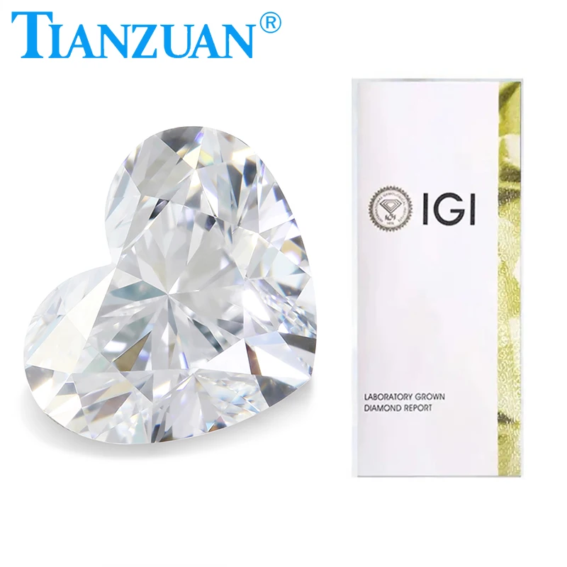 Tianzuan IGI Certified Lab Grown Diamond HPHT Lab Created VS1 2EX Heart Cut Loose Gemstone Bead with IGI Certified