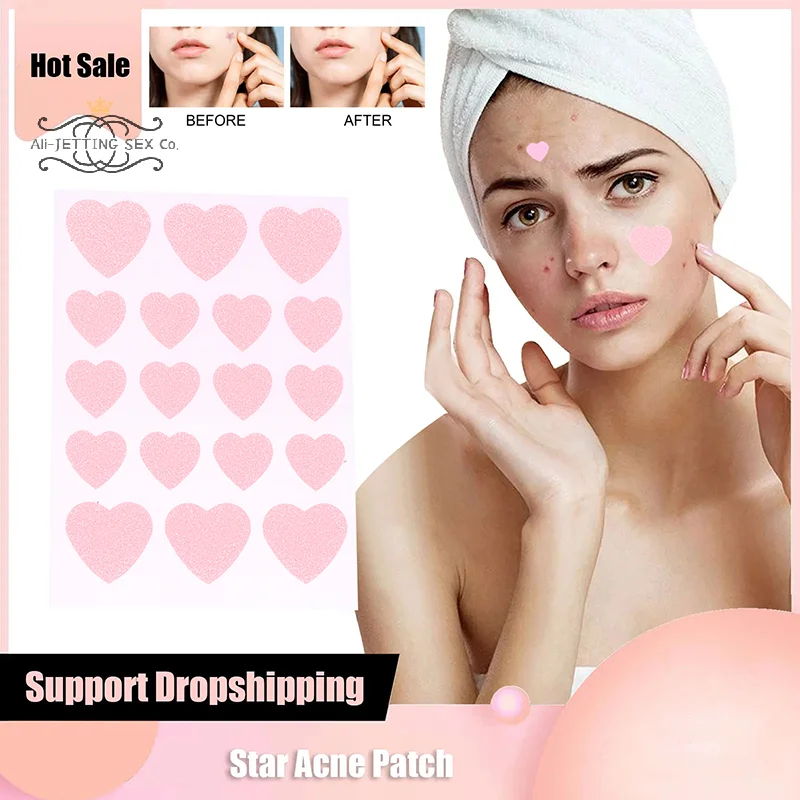 6 Sheets Pink Love Acne Patches Breathable Acne Removal Absorb Secretions Anti Infection Originality Concealer Makeup Tool