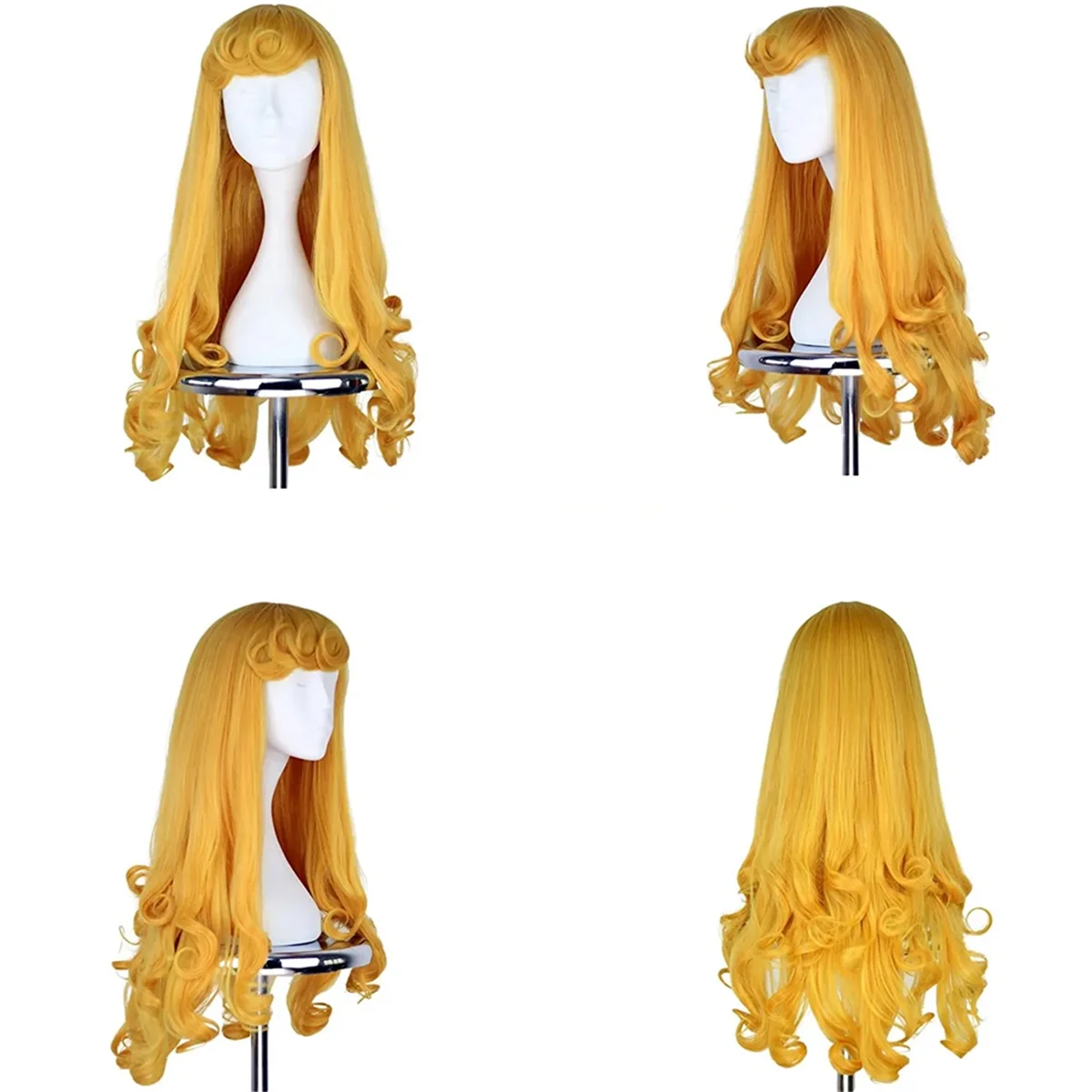 Anime Sleeping Beauties Princess Wig Women Long Yellow Hair Cosplay Costume parrucche di Halloween capelli lunghi ricci