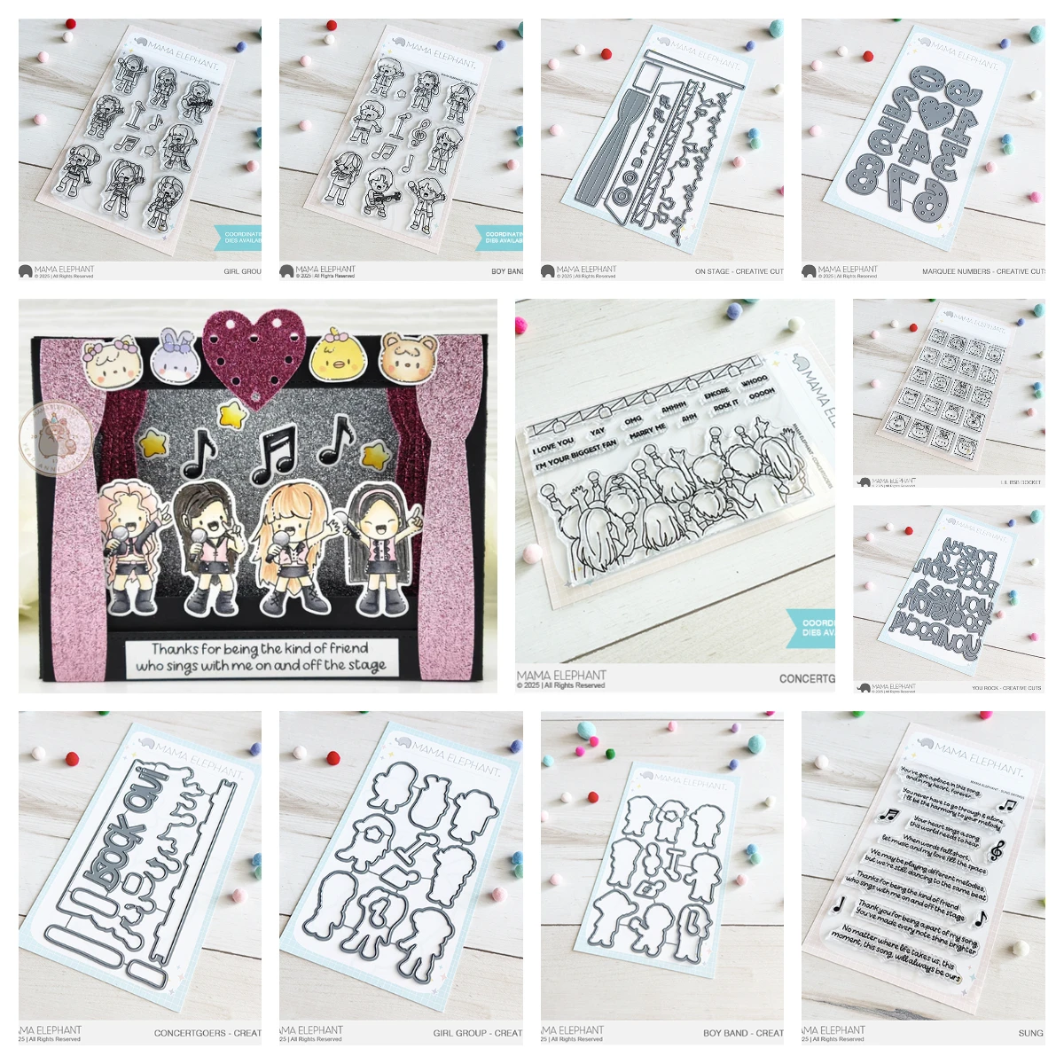 

On Stage Metal Cutting Dies and Clear Stamps Concertgoers Template DIY Scrapbook Paper Card Decoration Embossing Craft Cut Dies
