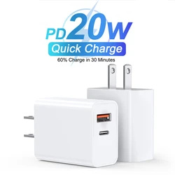20w USB Type C to Lightning Dual Port Charging Mobile Fast Charger Portable For IPhone 14 13 12 11 Pro Max XR XS X 7 8 ipad