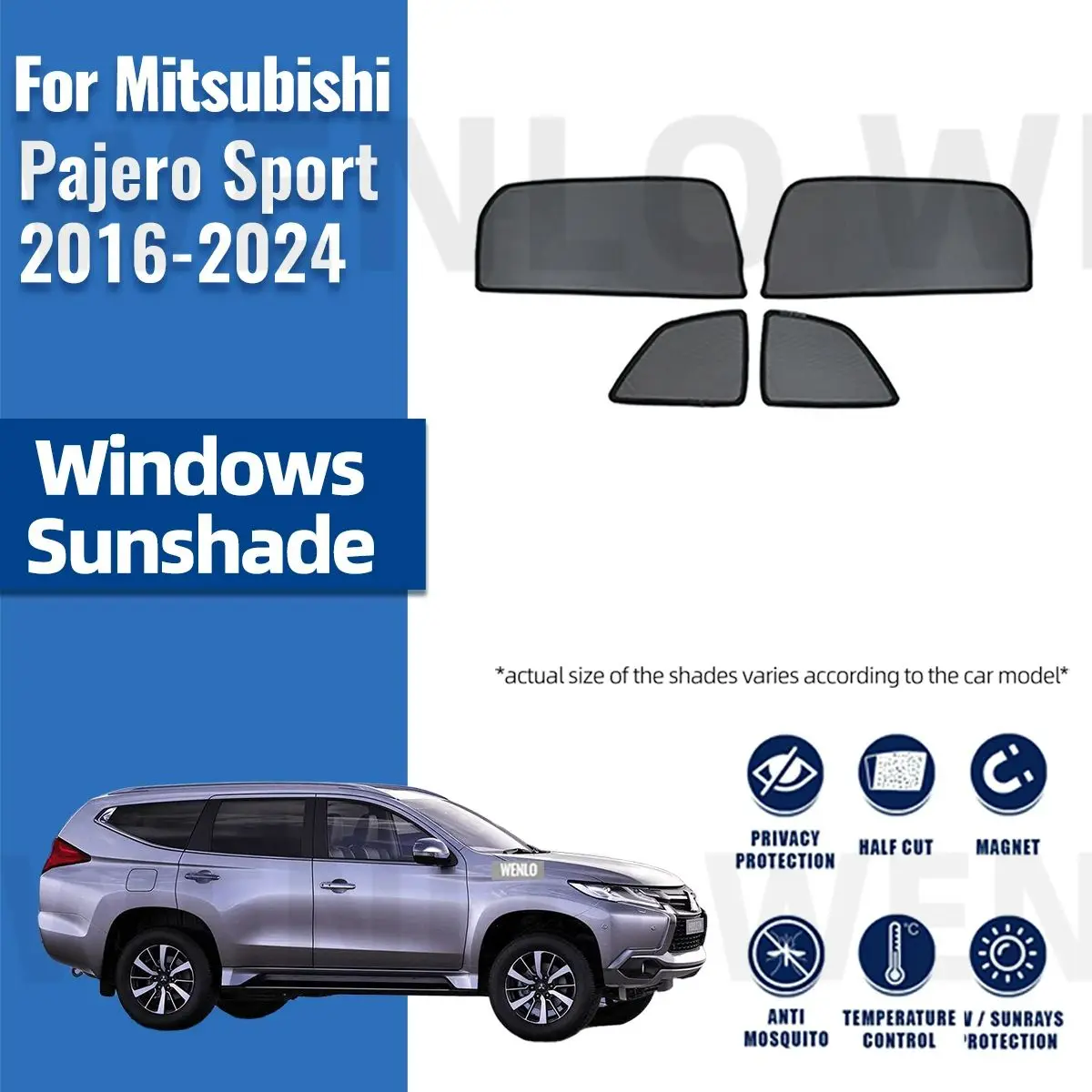 

For Mitsubishi Pajero Sport 2016-2023 2024 Magnetic Car Sunshade Shield Front Windshield Curtain Rear Side Baby Window Sun Shade