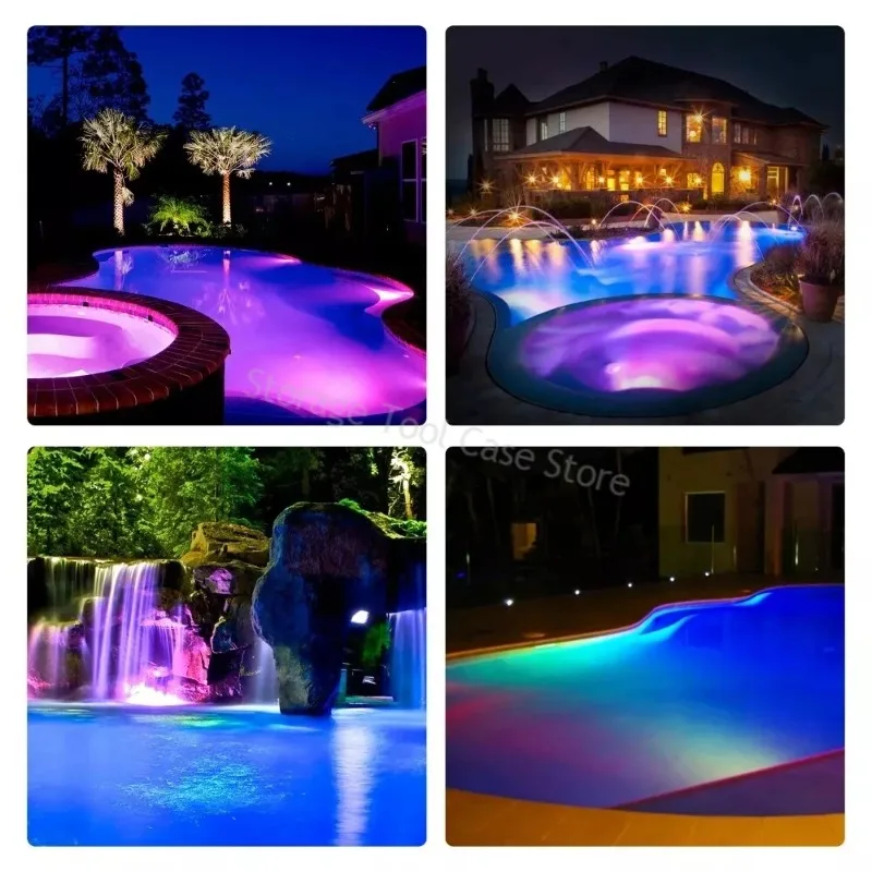 38W LED Underwater Swimming Pool Lights RGB Color Submersible Pool Spotlight with Remote Control Submersible Led Pool Spotlight