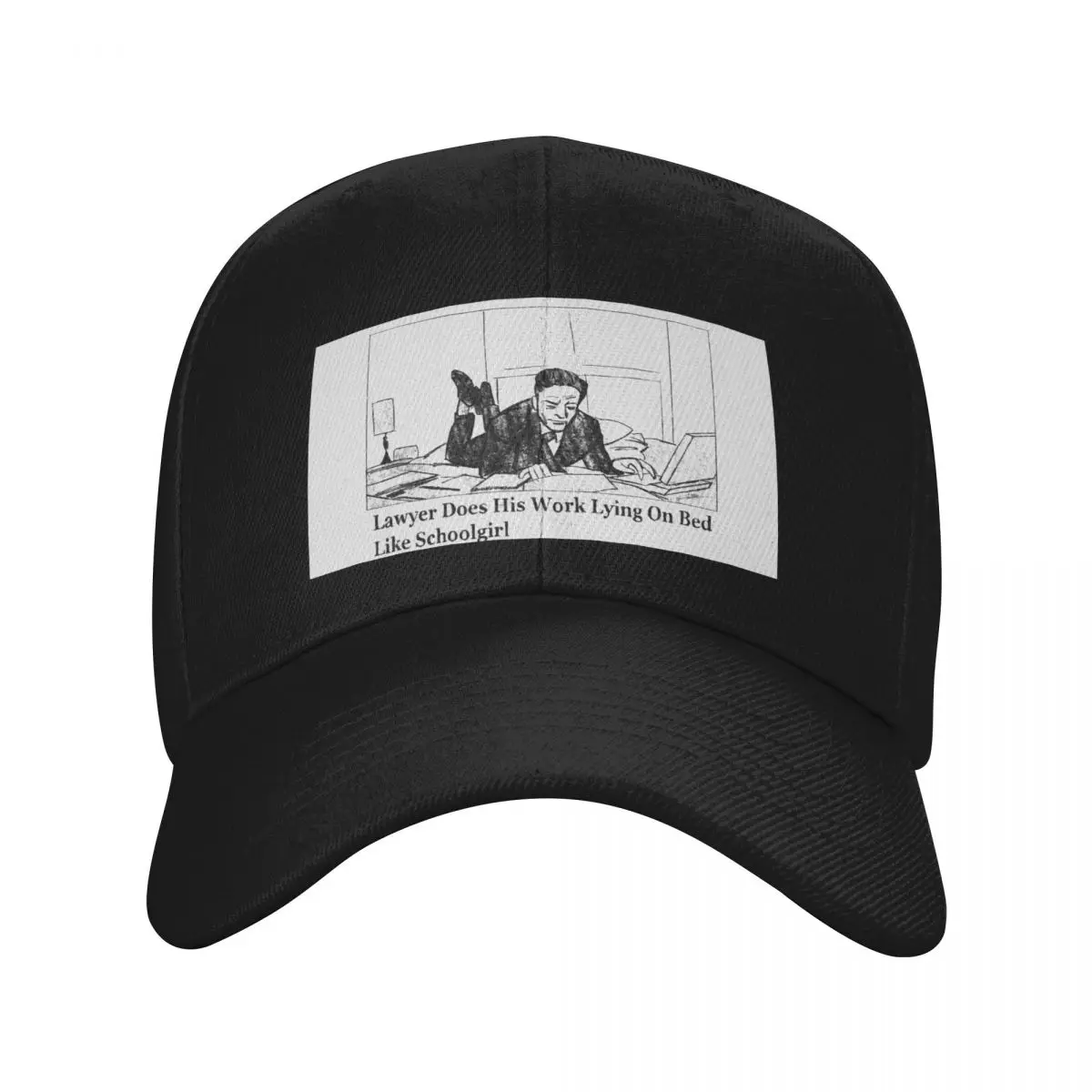 Lawer does his work lying on bed like schoolgirl poster Baseball Cap funny hat |-F-| Caps For Women Men's