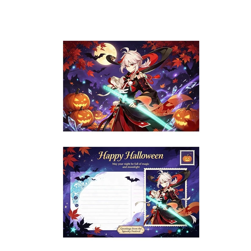 Spiel Genshin Impact Wanderer Xiao ZhongLi Furina Tartaglia Cosplay Halloween-Postkarten und Grußkarten Halloween-Geschenke – Detail 4