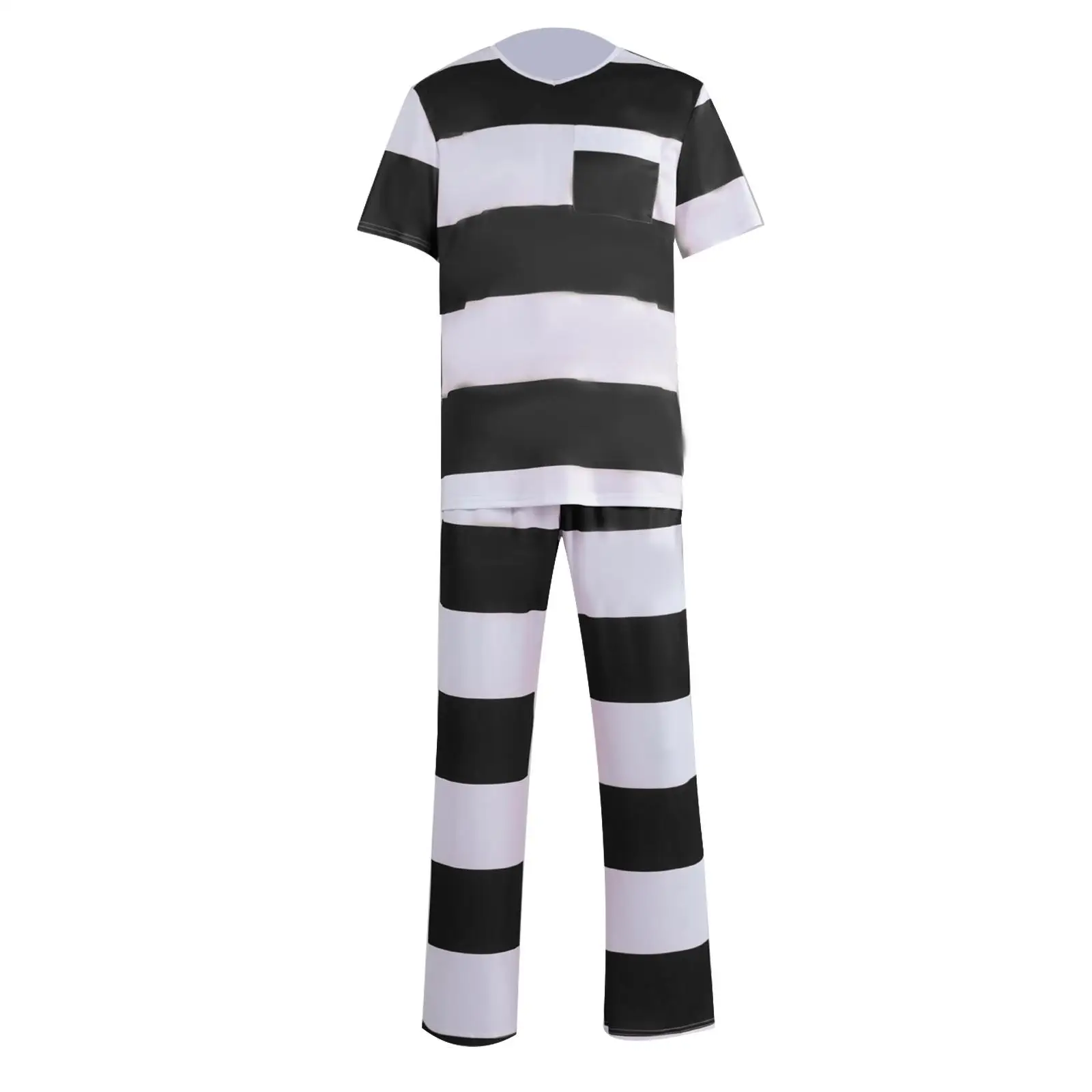 

2025 New Halloween Prisoner Costume Role Play Striped Adult Clothing Women's Ethnic Stage Costume No Brand Registered Trademark