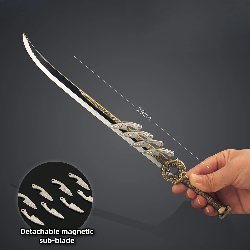 ของสะสมอนิเมะ 29 ซม. ฮันลี่ ดาบฟูซีทอง ดาบโบราณในตำนาน อาวุธจำลอง งานโลหะ ของตกแต่งโต๊ะทำงาน ของเล่นเด็กผู้ชาย ของขวัญ