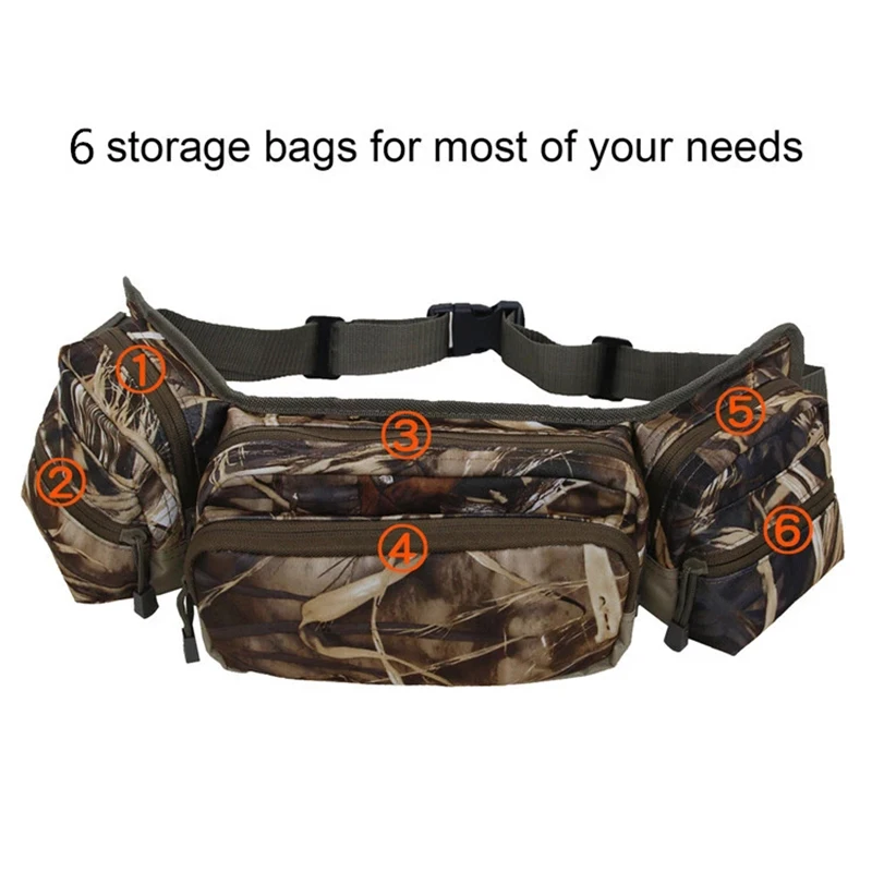 

Водонепроницаемая охотничья поясная сумка с 6 сумками, ранец из камуфляжного флиса, регулируемая поясная сумка, износостойкая, 55x14 см