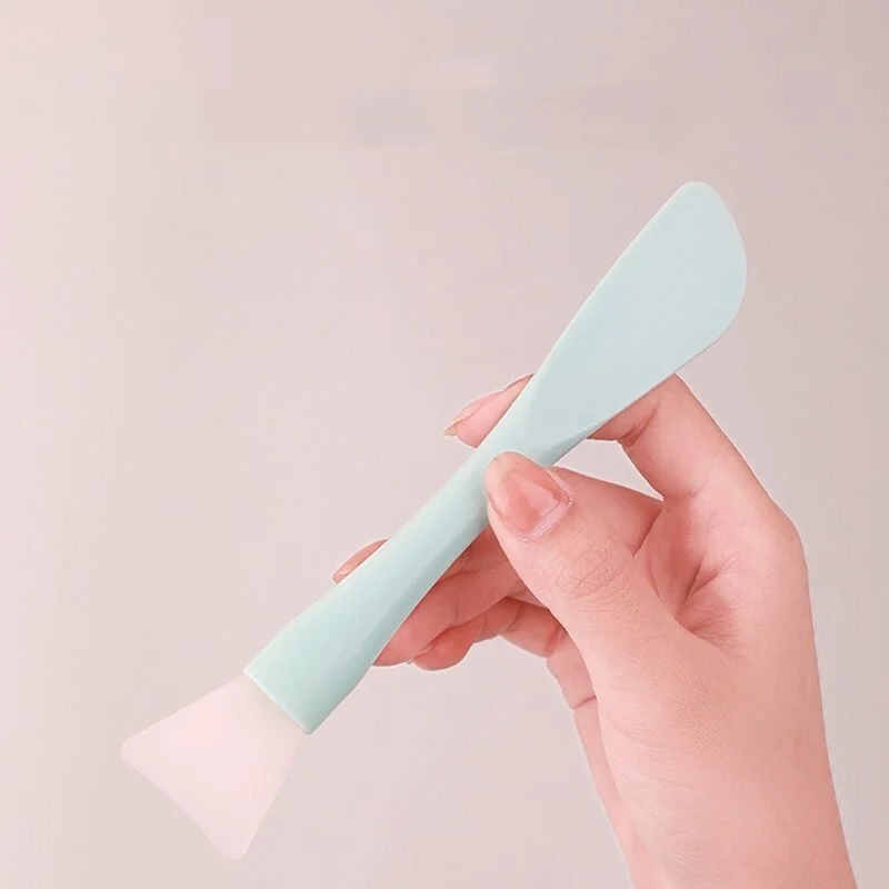 1 Uds. Cepillo de silicona para mascarilla Facial, cabezal suave con raspador, cepillo de película de barro integrado de doble uso, herramienta de belleza de ajuste de película DIY