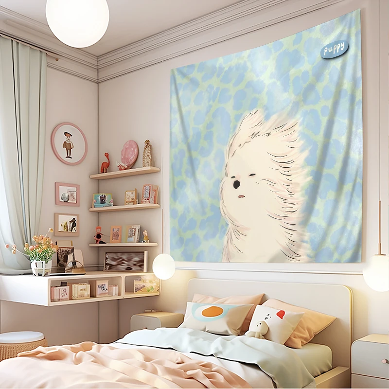 1PC Digital Print Tapestry Wall Hanging, Anime Line Art Girl Sketch Outline Drawing, Manga Otaku Black White Wall Art Decor