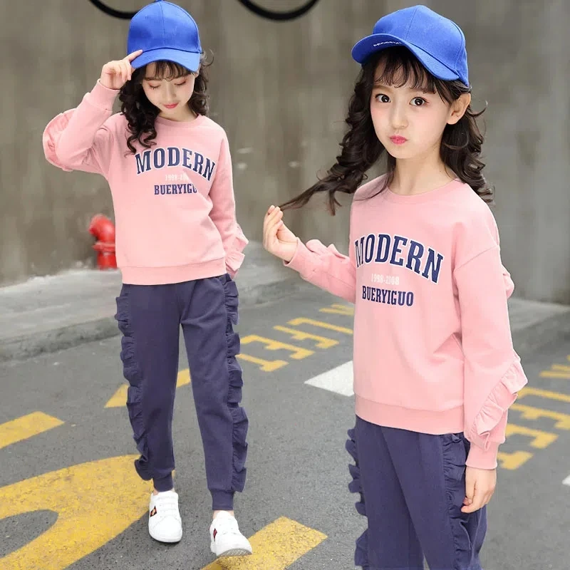 

Girl Casual Set Spring Autumn Toddler Girls Cotton Fashion T-shirts+Pants 2Pcs Set Students Tracksuit Boutique Girl Clothes