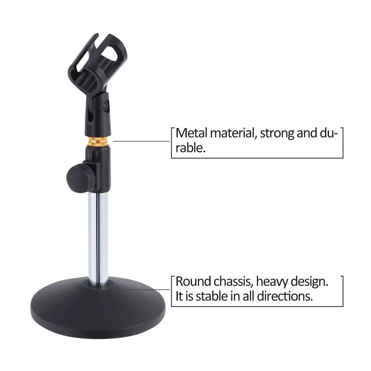 Liftable Microphone Stand Metal Base Desktop Bracket Flexible Adjustable Gooseneck for Home Live Broadcast Online Conference