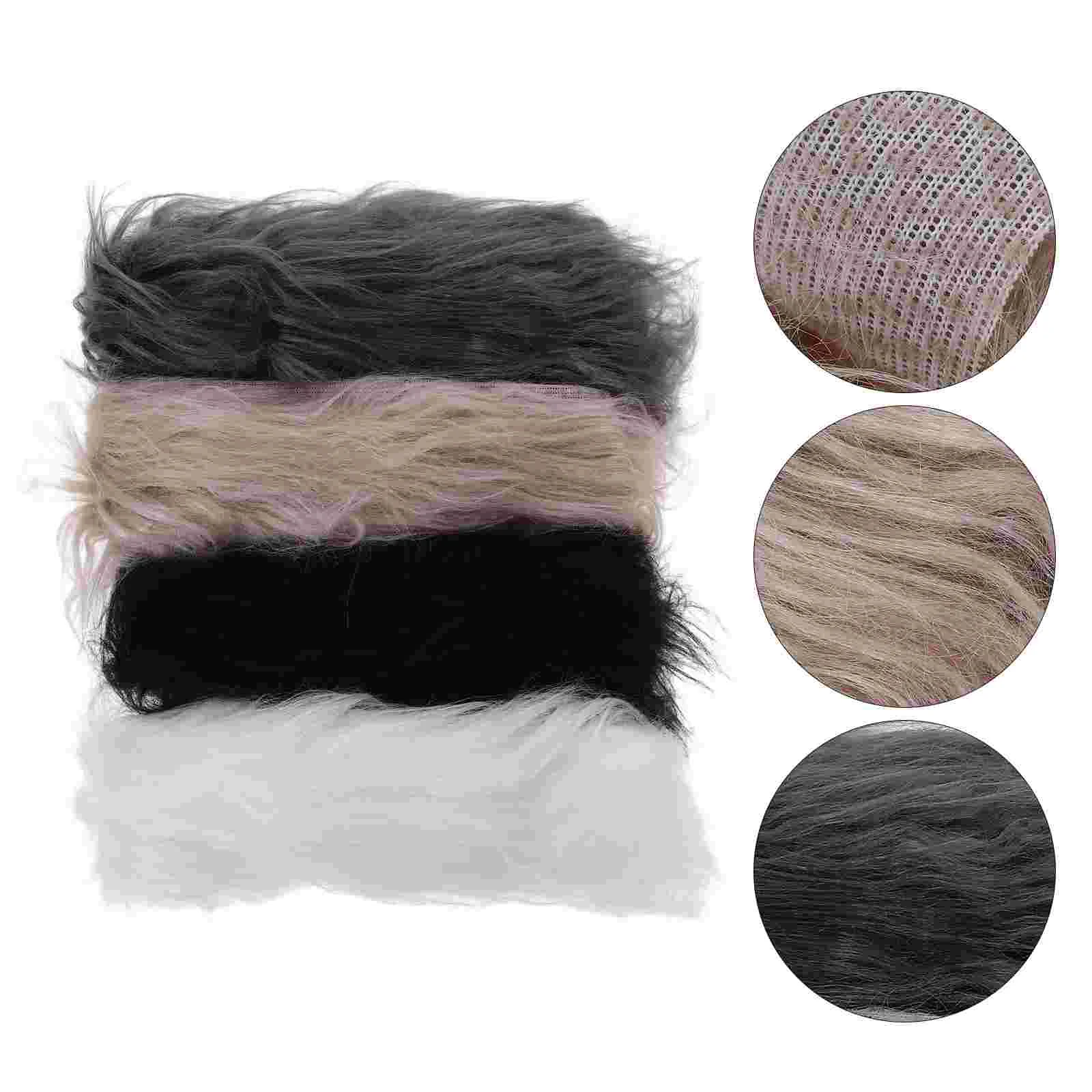 

4 Pcs Artificial Beard Clothing Decor Prop Fur Fabric DIY Wool Rug Faux Ribbon Rugs Hat Headwear Accessories Felt Fluffy