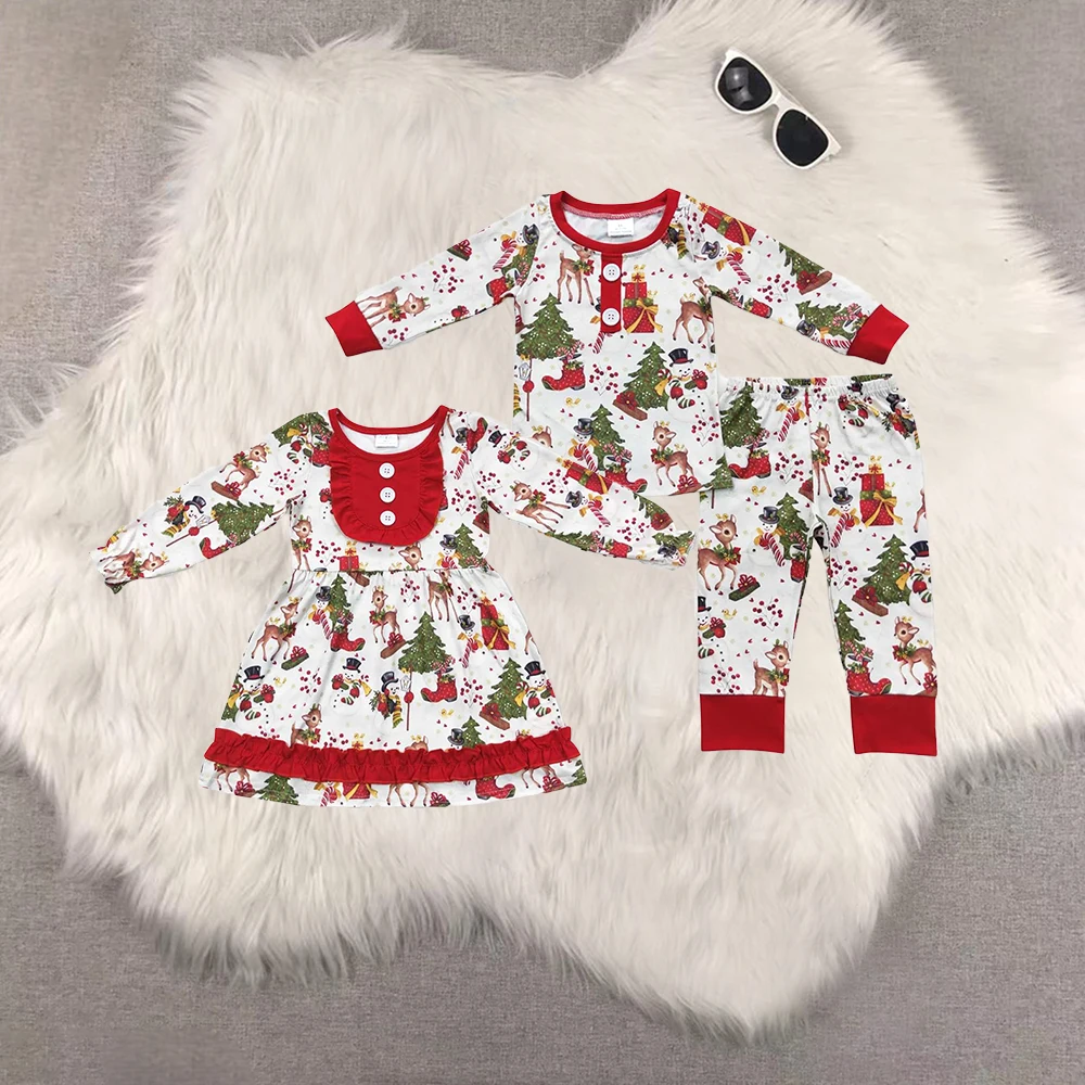 

BLP0250 Wholesale Summer kids clothes girl dress Chriustmas Long Sleeve pants sets Boutique toddler boy clothes sets