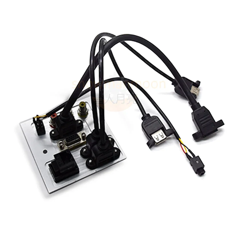 Aluminum alloy Welding free extension cord socket panel VIDEO L R AUDIO HDMI-compatible VGA USB NETWORK patch board connector