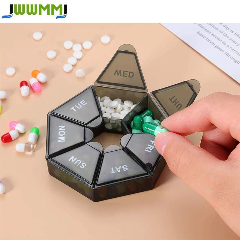 1Pcs Pill Box 7 Days,Pill case,Once a Week Travel Pill Box Organizer,Portable Pocket Pill Box Dispenser,Simple Style