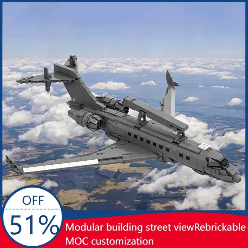 

1265pcs Saab Global Eye Surveillance Aircraft Model Custom Building Blocks Creative Educational Assembly Toy Gift For Aviation