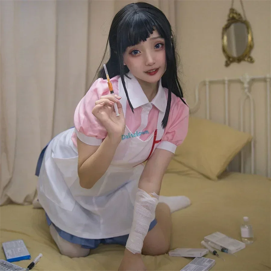 Danganronpa Mikan Tsumiki أنيمي موحدة الفتيات امرأة فستان تأثيري حلي خادمة الزي ملابس حفلات الهالوين