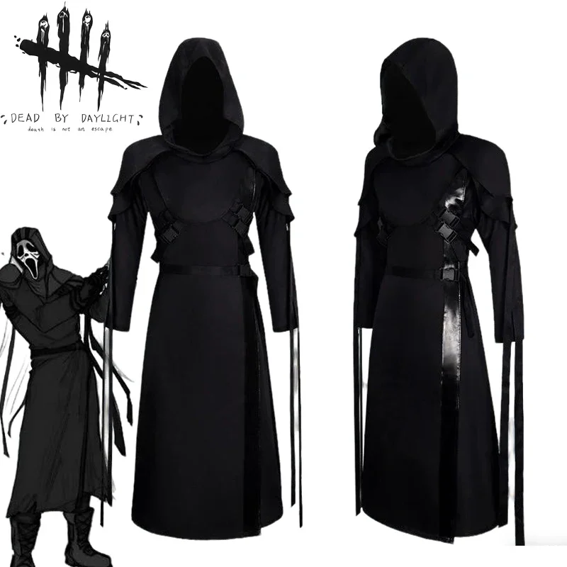

Game Dead By Daylight Scream Ghost Face Cosplay Costume Adult Unisex Cloak Horror Butcher Uniform Halloween Clothes Outfit