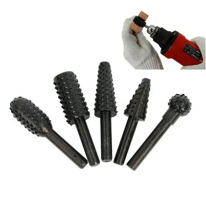 5PCS Rotary Craft Files Rotary Rasp File Steel Rasp Burrs Wood Bits Grinding Power Carving Hand Tool Dremel Diamante Drill Bit