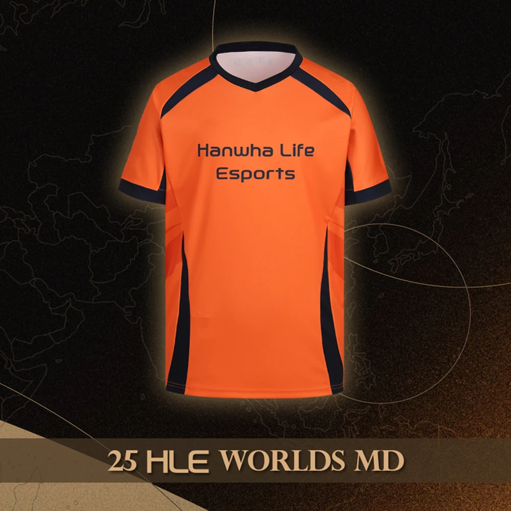 2025 Hanwha Life Esports Team Esports Gaming T Shirt الرجال قصيرة الأكمام موحدة تي شيرت ل League of Legends المشجعين المحملة القمم