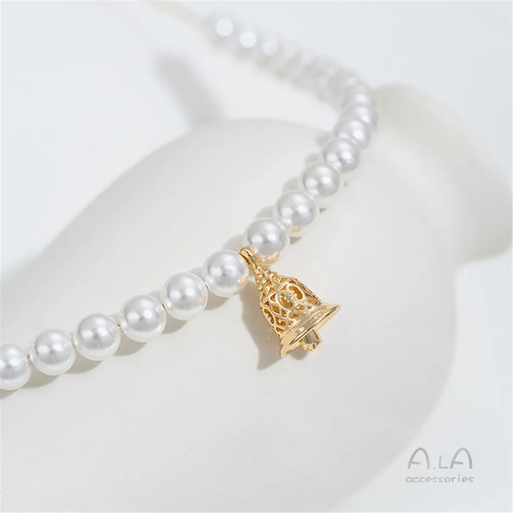 14K ゴールドメッキシルバーメッキ中空花形ベルペンダント DIY 手作りブレスレットネックレスジュエリーペンダントアクセサリー