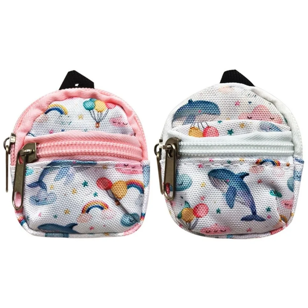 For 1/6 BJD Doll Accessories Cute Flower Schoolbag Bag Hand-made Cotton Dollhouse Decors Replacement DIY Canva Backpack