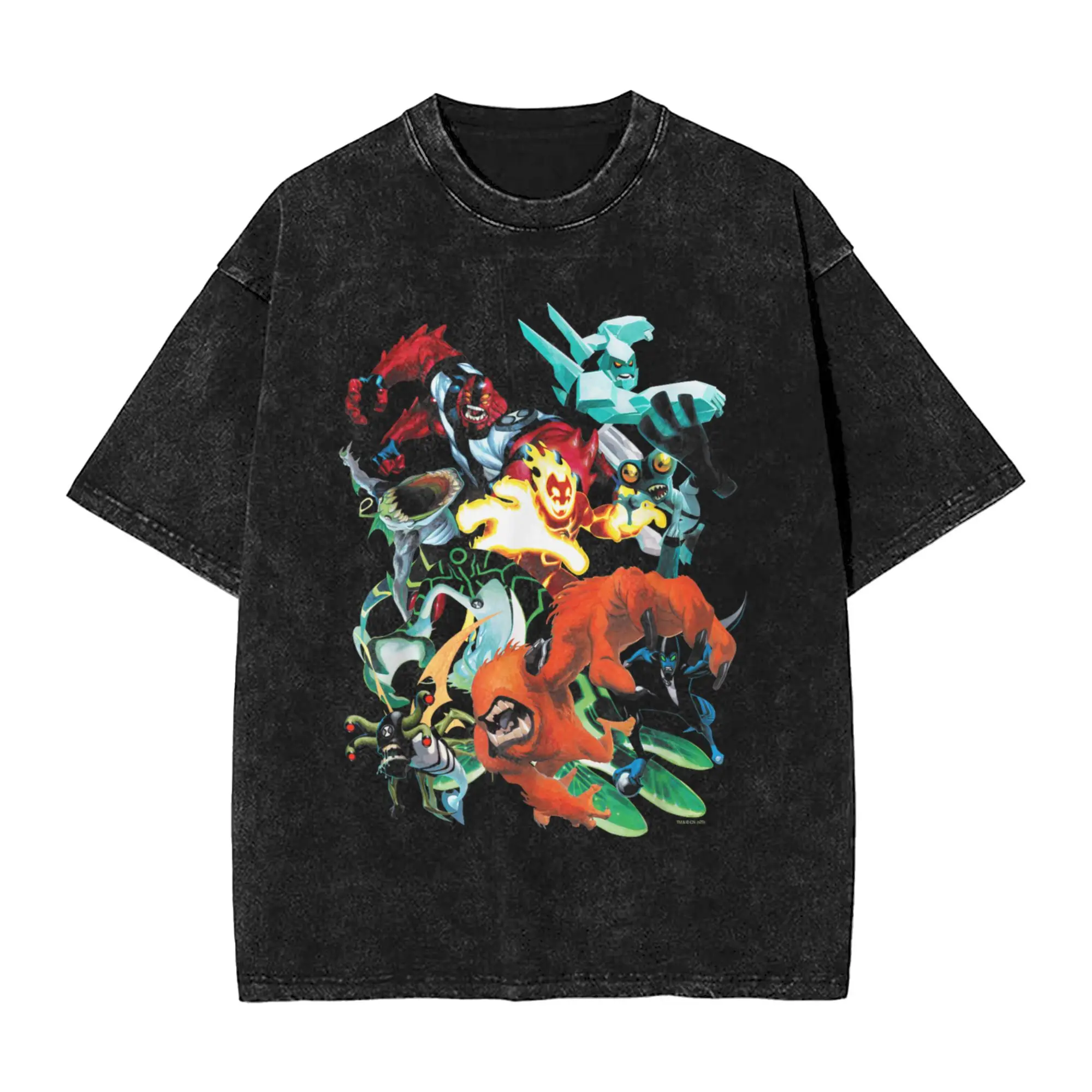 Amazing Ben 10 Alien  anime  T-Shirt for Men Round Neck Cotton Washed T Shirt  Short Sleeve Tees Plus Size Clothes