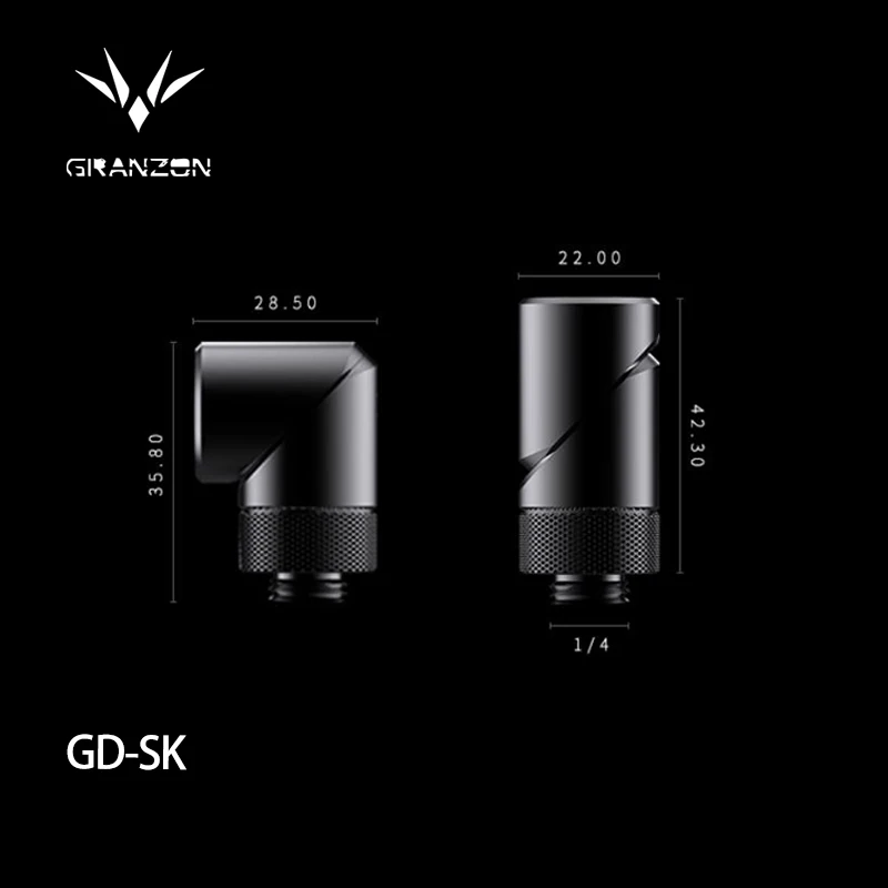 

Granzon G1/4''Multi-direction Rotary Fittings 360 Degree Split Fitting Adapter Male To Famale Connector Black/Silver / GD-SK