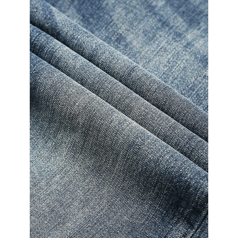 Vintage - Pantalones vaqueros azules de moda de estilo coreano Pantalones rectos elásticos de alta gama Moda para hombres Grueso Otoño Invierno
