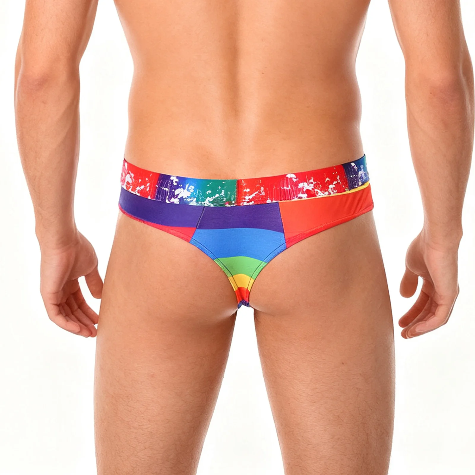 

Нижнее белье, сексуальные мужские стринги с выпуклым мешочком, нижнее белье, эротические трусики с Т-образной спинкой, радужные стринги с низкой талией, бикини с принтом