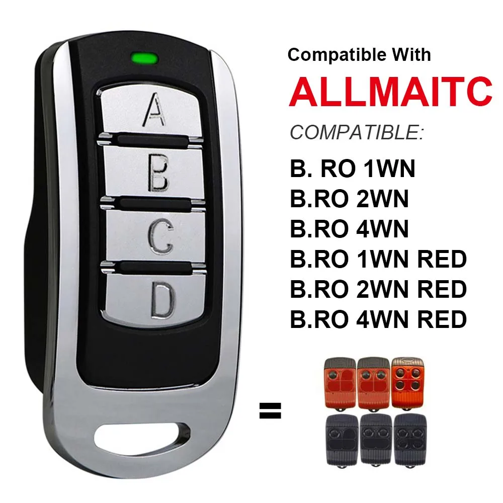 For ALLMATIC FOR4 TECH3 / BRO OVER / MINI PASS BRO1WN BRO2WN BRO4WN RED Garage Remote Control Gate Opener 433MHz Rolling Code