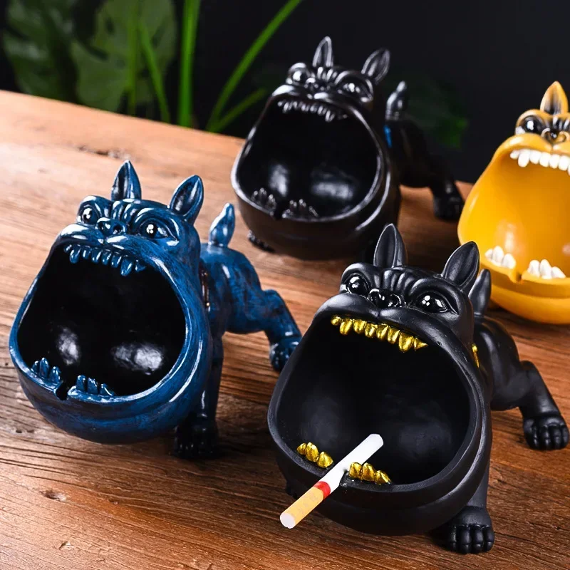 

Ceramics Ashtray Bulldog Cartoon Dog Large Capacity Animal Ash Tray Creative Desktop Ornament Crafts Cigarette Accessories Gift