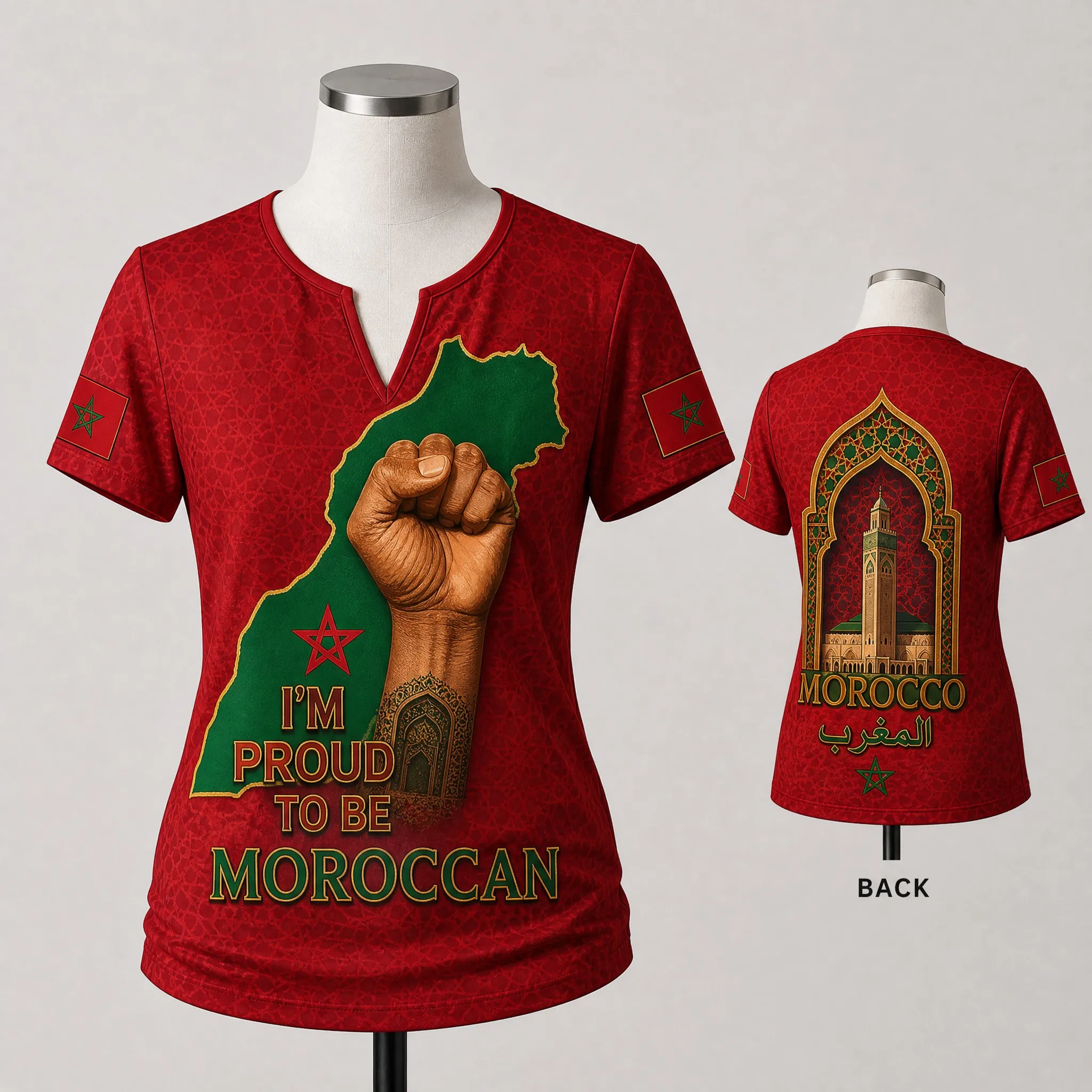 Morocco Ruby Short Sleeve Tshirt for Women Proud Map Mosque Graphic Casual Summer Streetwear Tee Top Soft Comfort Everyday Style